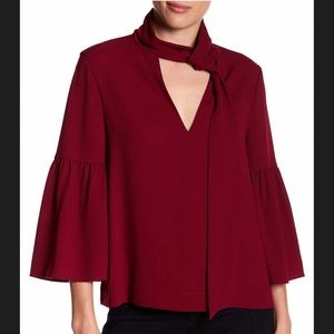 BCBG Bell Sleeve Necktie Blouse - XS